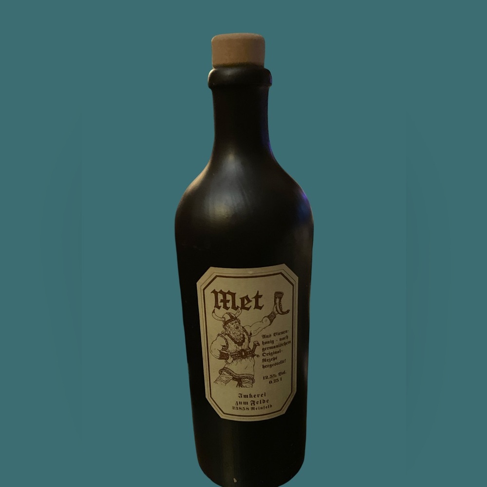 Vintage German Stoneware Mead Bottle with Cork; Beautiful Dark Brown